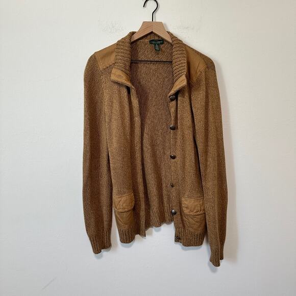 Ralph Lauren Tan Knit Cardigan XL - Picture 1 of 6